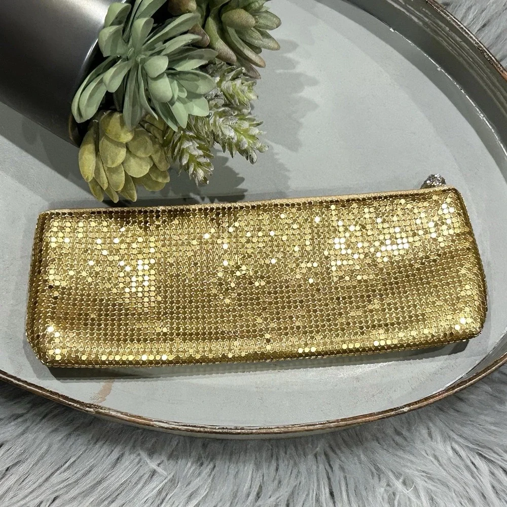 Neiman Marcus Retro Neiman Marcus Gold Mesh Clutch Cosmetic‎ Bag 9